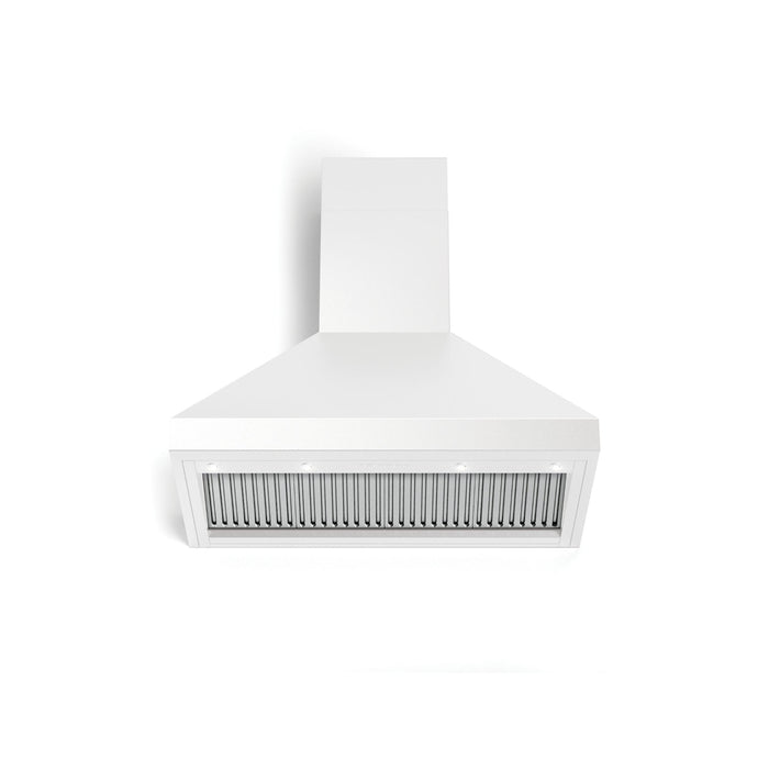 Verona 36-Inch Designer Series White Chimney Wall Mount Range Hood with 600 CFM, 4 Speed Fan and LED Lighting