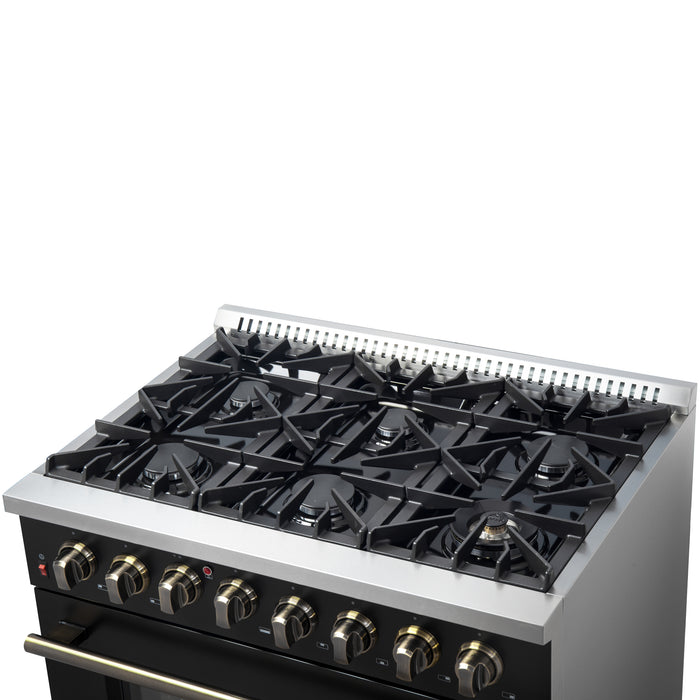 Forno Galiano 36" Freestanding Dual Fuel Range in Black