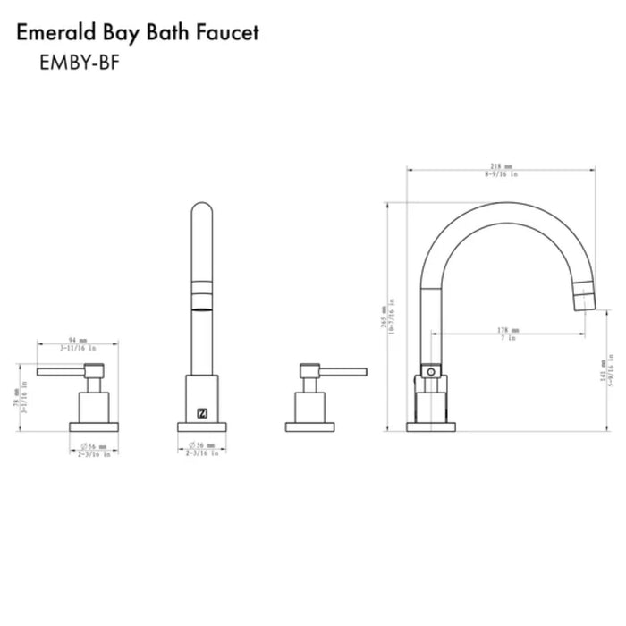 ZLINE Emerald EMBY-BF Bay Widespread Double Lever Bath Faucet