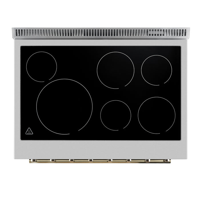 Forno Paolo 36 Inch White Freestanding Electric Range, Stainless Steel, 5.44 cu.ft, True Convection Oven, Energy Efficient