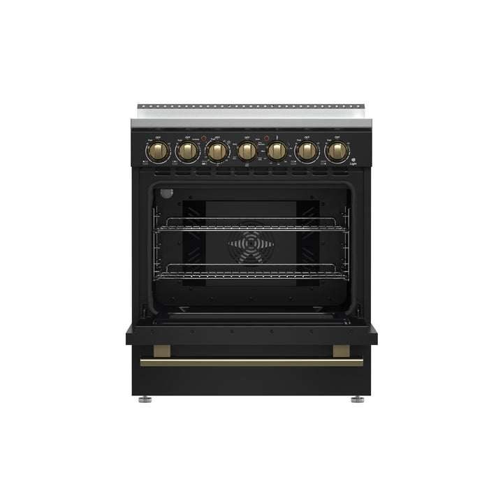 Forno Paolo 30-Inch Freestanding Electric Range, Black, 4.38 cu.ft, True Convection Oven, Energy Efficient