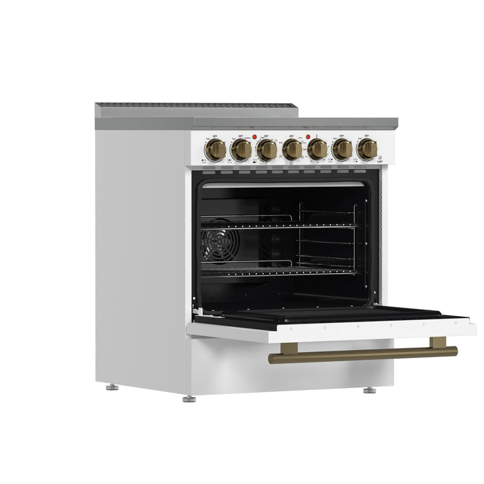 Forno Paolo 30-Inch Freestanding Electric Range, White, 4.38 cu.ft, True Convection Oven, Energy Efficient