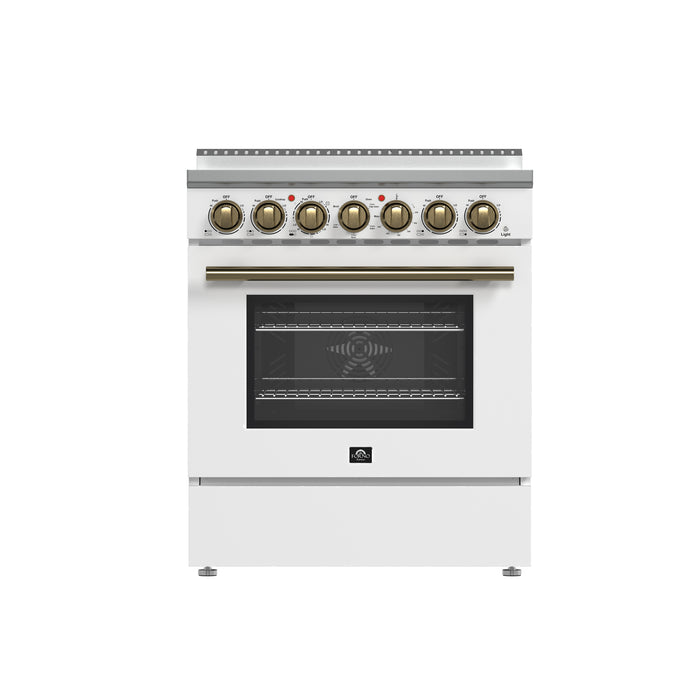 Forno Paolo 30-Inch Freestanding Electric Range, White, 4.38 cu.ft, True Convection Oven, Energy Efficient