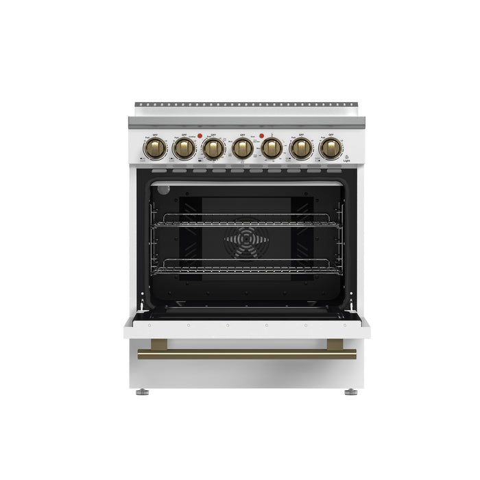 Forno Paolo 30-Inch Freestanding Electric Range, White, 4.38 cu.ft, True Convection Oven, Energy Efficient