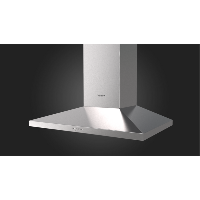 Fulgor Milano 30-Inch Chimney Wall Hood, 400 Series, 600 CFM, Electronic Control, Speed Reduction Technology