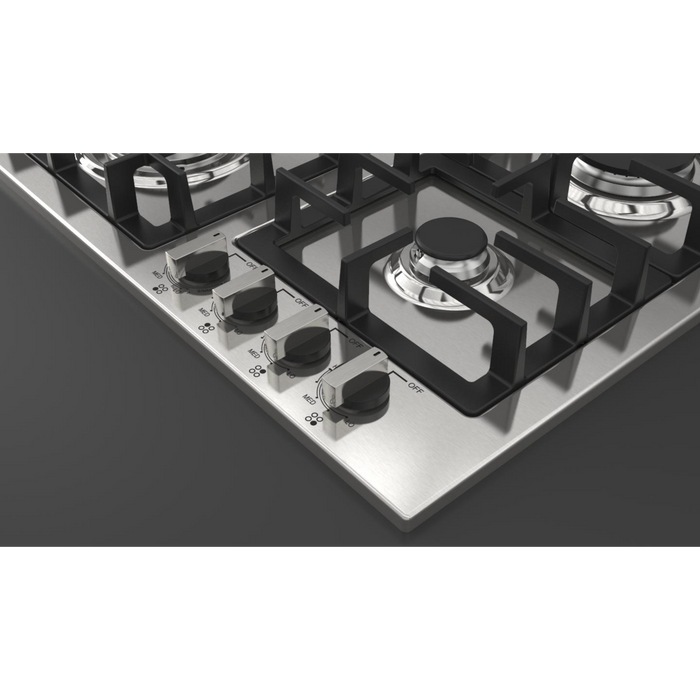 Fulgor Milano 24-Inch Distinto Built-In Gas Cooktop Largo, 400 Series, 4 Burners, N.A. Version, Stainless Steel - Will Be Discontinued