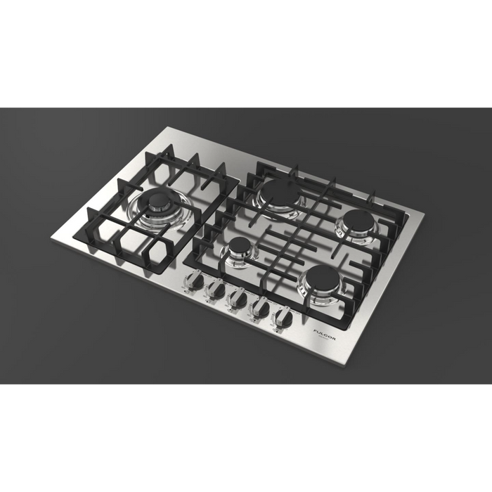 Fulgor Milano 30-Inch Distinto Built-In Gas Cooktop Largo, 400 Series, 4 Burners + Wok, N.A. Version, Stainless Steel - Will Be Discontinued