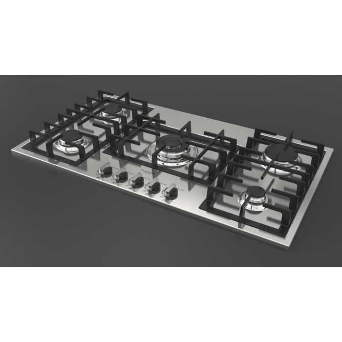 Fulgor Milano 36-Inch Distinto Built-In Gas Cooktop Largo, 400 Series, 4 Burners + Wok, N.A. Version, Stainless Steel - Will Be Discontinued