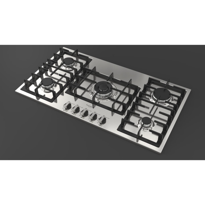 Fulgor Milano 36-Inch Distinto Built-In Gas Cooktop Largo, 400 Series, 4 Burners + Wok, N.A. Version, Stainless Steel - Will Be Discontinued
