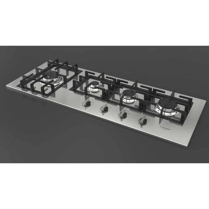 Fulgor Milano 44-Inch Distinto Built-In Gas Cooktop Largo, 400 Series, 4 Burners + Wok, N.A. Version, Stainless Steel - Will Be Discontinued