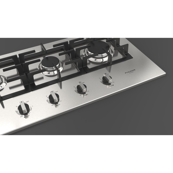 Fulgor Milano 44-Inch Distinto Built-In Gas Cooktop Largo, 400 Series, 4 Burners + Wok, N.A. Version, Stainless Steel - Will Be Discontinued