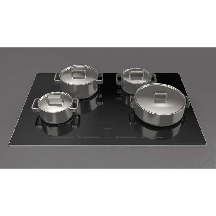 Fulgor Milano 30-Inch Distinto Built-In Induction Cooktop, 400 Series, 4 Cooking Zones, Touch Slide Controls, Brushed Aluminum Trim