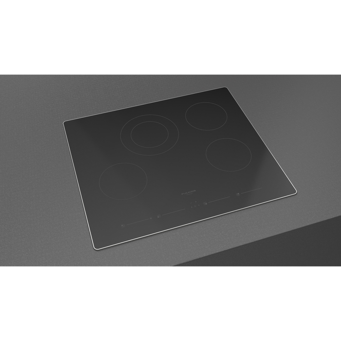 Fulgor Milano 24-Inch Distinto Built-In Premium Electric Cooktop, 700 Series, 4 Cooking Zones, Touch Slide Controls, Brushed Aluminum Trim