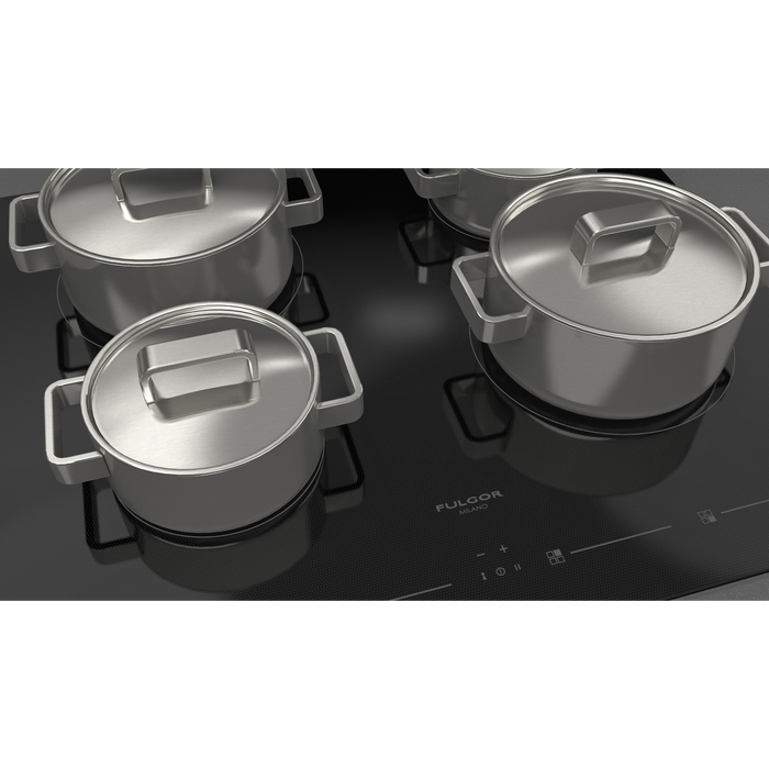 Fulgor Milano 24-Inch Distinto Built-In Induction Cooktop, 400 Series, 4 Cooking Zones, Touch Slide Controls