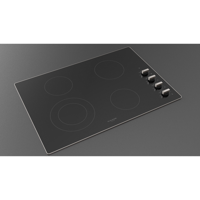 Fulgor Milano 30-Inch Distinto Built-In Electric Cooktop, 300 Series, 4 Cooking Zones, Manual Knob Control, Brushed Aluminum Trim - Builder Only