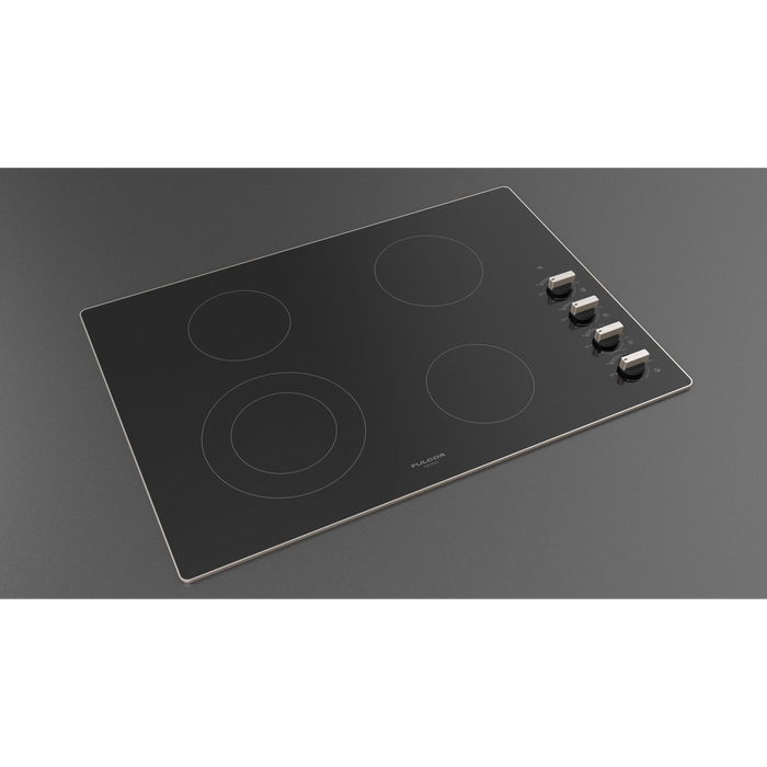 Fulgor Milano 30-Inch Distinto Built-In Electric Cooktop, 300 Series, 4 Cooking Zones, Manual Knob Control, Brushed Aluminum Trim - Builder Only