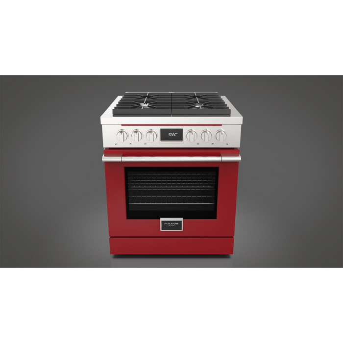 Fulgor Milano Accento Pro 30-Inch Freestanding Dual Fuel Range, 400 Series, 4 Burners (2 Crescendo Burners + 2 Sealed Burners)