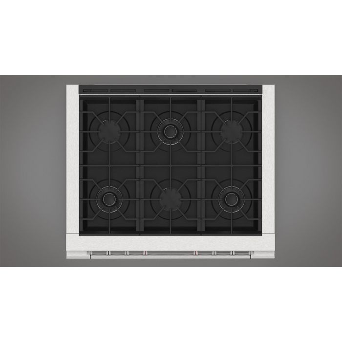 Fulgor Milano Accento Pro 36-Inch Freestanding Dual Fuel Range, 400 Series, 6 Burners (3 Crescendo Dual Ring Burners + 3 Sealed Burners)