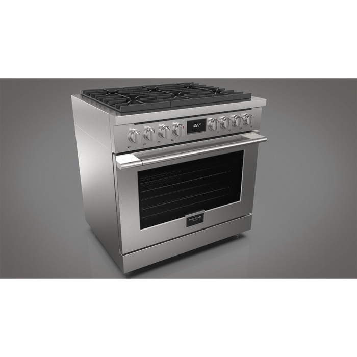 Fulgor Milano Accento Pro 36-Inch Freestanding Dual Fuel Range, 400 Series, 6 Burners (3 Crescendo Dual Ring Burners + 3 Sealed Burners)