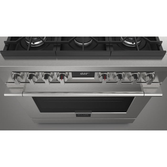 Fulgor Milano Accento Pro 36-Inch Freestanding Dual Fuel Range, 400 Series, 6 Burners (3 Crescendo Dual Ring Burners + 3 Sealed Burners)