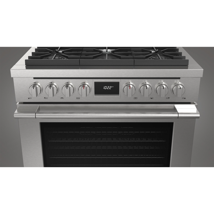 Fulgor Milano Accento Pro 36-Inch Freestanding Dual Fuel Range, 400 Series, 6 Burners (3 Crescendo Dual Ring Burners + 3 Sealed Burners)