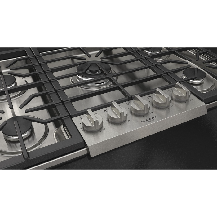 Fulgor Milano 36-Inch Pro Built-In Gas Cooktop, 400 Series, 5 Burners (1 Crescendo Dual Ring + 4 Sealed Burners), Stainless Steel Finish