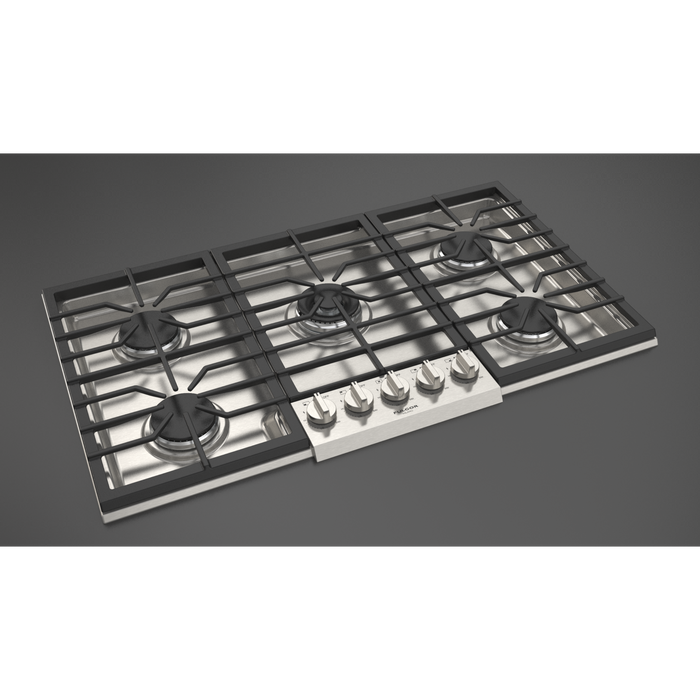 Fulgor Milano 36-Inch Pro Built-In Gas Cooktop, 400 Series, 5 Burners (1 Crescendo Dual Ring + 2 Stacked Burners + 2 Sealed Burners), Stainless Steel Finish