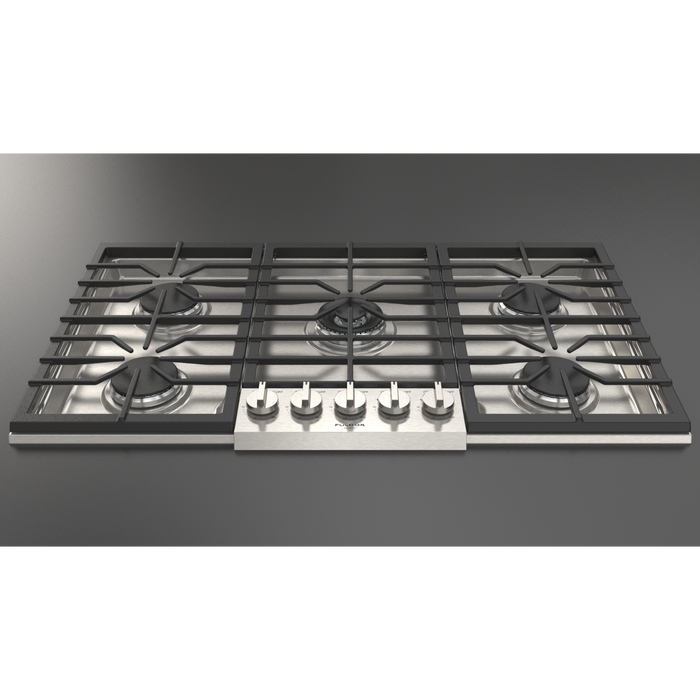 Fulgor Milano 36-Inch Pro Built-In Gas Cooktop, 400 Series, 5 Burners (1 Crescendo Dual Ring + 2 Stacked Burners + 2 Sealed Burners), Stainless Steel Finish