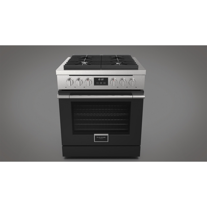 Fulgor Milano Accento Pro 30-Inch Freestanding All-Gas Range, 400 Series, 4 Burners (2 Crescendo Burners + 2 Sealed Burners)