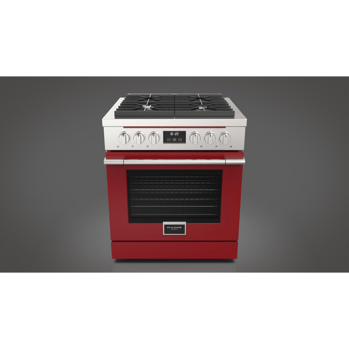 Fulgor Milano Accento Pro 30-Inch Freestanding All-Gas Range, 400 Series, 4 Burners (2 Crescendo Burners + 2 Sealed Burners)