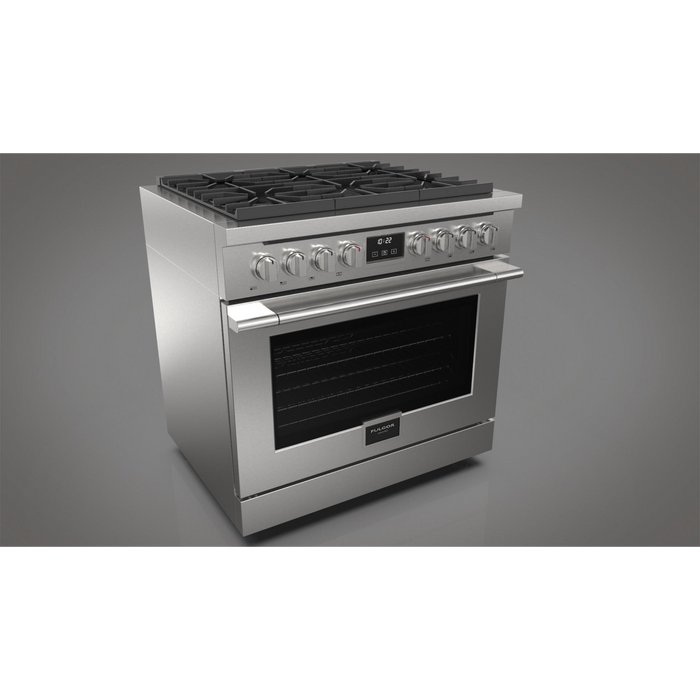 Fulgor Milano Accento Pro 36-Inch Freestanding All-Gas Range, 400 Series, 6 Burners (3 Crescendo Dual Ring Burners + 3 Sealed Burners)