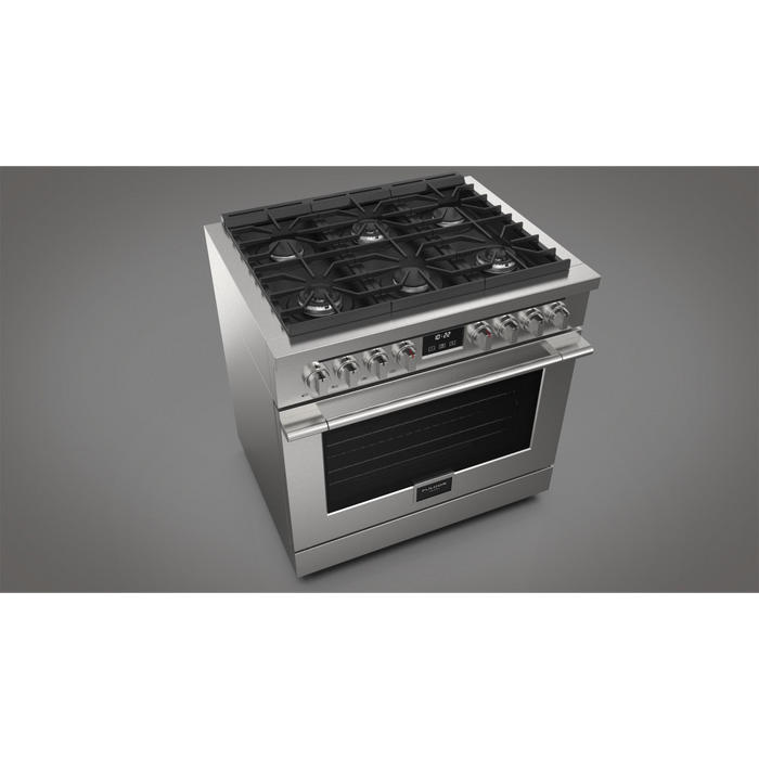 Fulgor Milano Accento Pro 36-Inch Freestanding All-Gas Range, 400 Series, 6 Burners (3 Crescendo Dual Ring Burners + 3 Sealed Burners)
