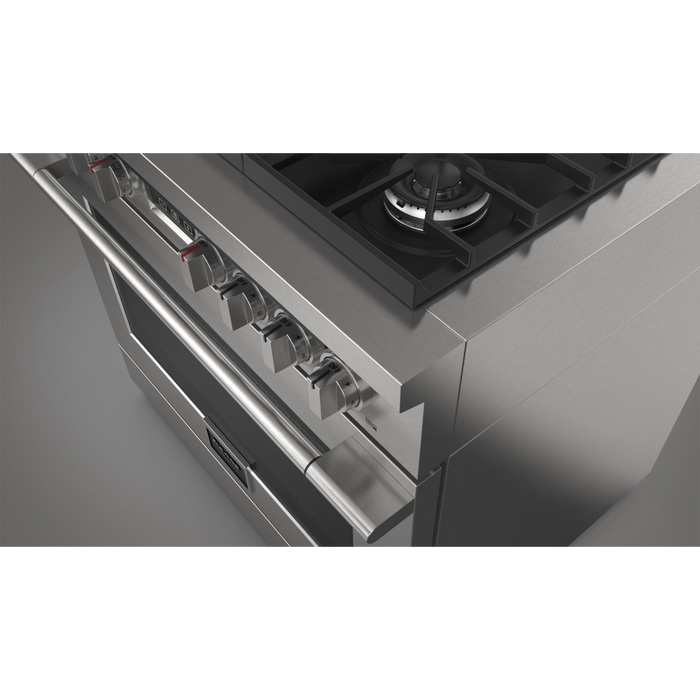 Fulgor Milano Accento Pro 36-Inch Freestanding All-Gas Range, 400 Series, 6 Burners (3 Crescendo Dual Ring Burners + 3 Sealed Burners)
