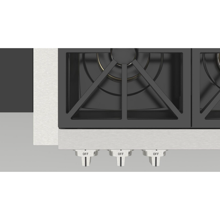 Fulgor Milano 36-Inch Pro Built-In Gas Rangetop, 600 Series, 6 Crescendo Dual Ring Brass Burners