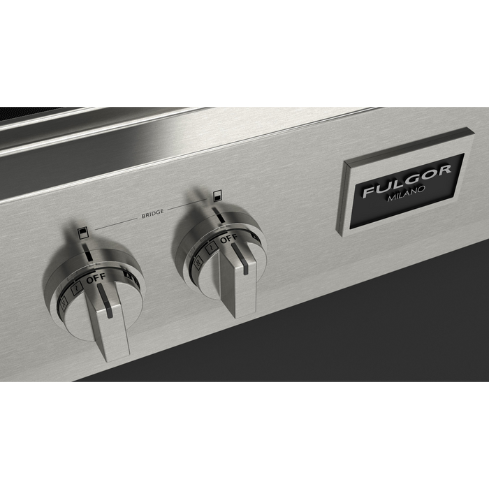 Fulgor Milano 48-Inch Pro Built-In Induction Rangetop, 600 Series, Quantum Induction, 5 Cooking Zones + 2-Zone Quantum Induction Trilaminate Griddle