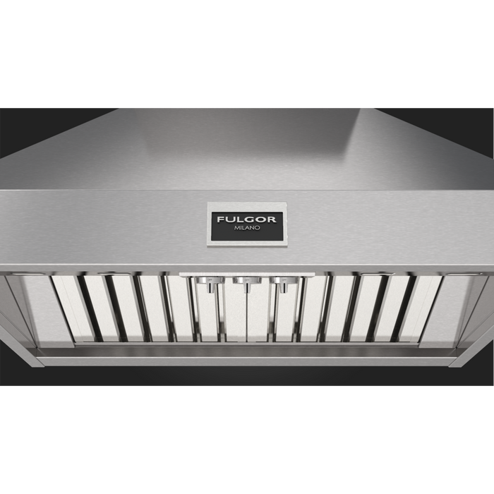 Fulgor Milano 36-Inch Pro Chimney Wall Hood, 600 Series, 1000 CFM, Pyramid Style, Baffle Filters, Knob Control