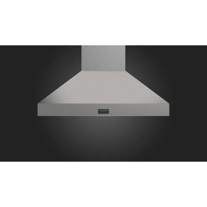 Fulgor Milano 48-Inch Pro Chimney Wall Hood, 600 Series, 1000 CFM, Pyramid Style, Baffle Filters, Knob Control