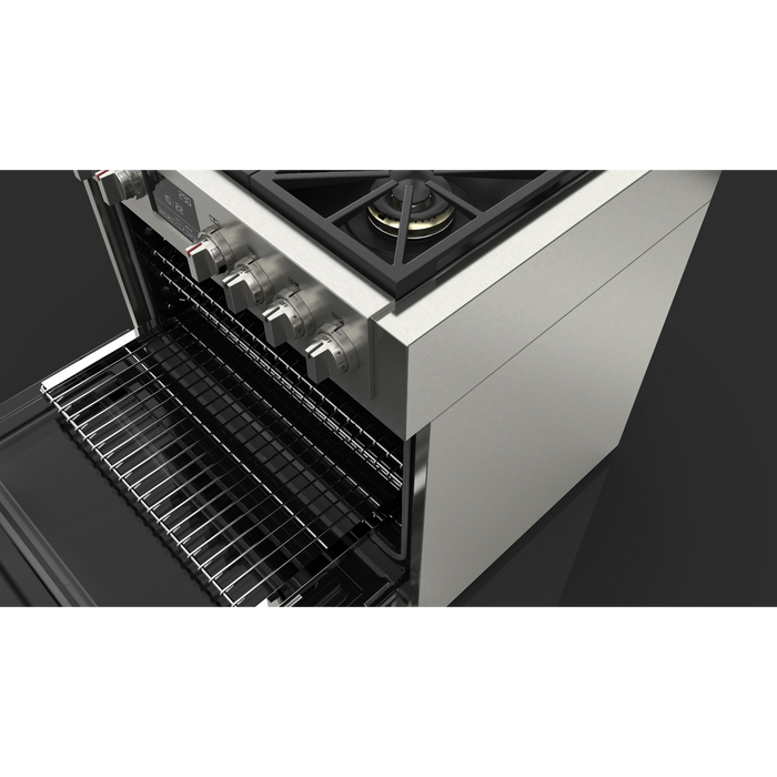 Fulgor Milano Sofia Pro 36-Inch Freestanding Dual Fuel Range, 600 Series, 4 Crescendo Dual Ring Brass Burners, Gas-Powered Trilaminate Griddle, Self-Clean, Soft-Close Door