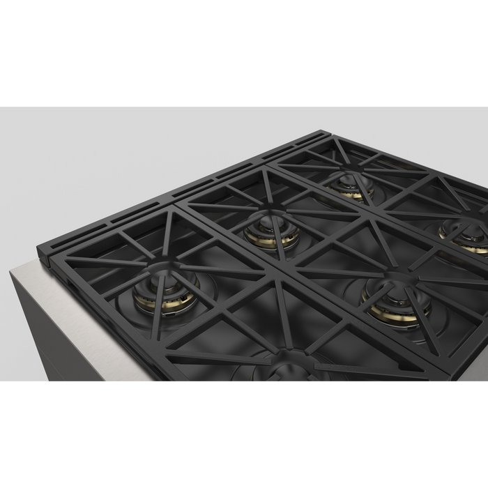 Fulgor Milano Sofia Pro 36-Inch Freestanding Dual Fuel Range, 600 Series, 6 Crescendo Dual Ring Brass Burners, Self-Clean, Soft-Close Door