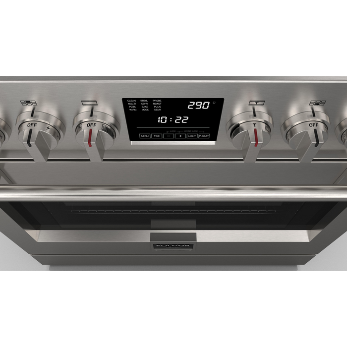 Fulgor Milano Sofia Pro 36-Inch Freestanding Dual Fuel Range, 600 Series, 6 Crescendo Dual Ring Brass Burners, Self-Clean, Soft-Close Door