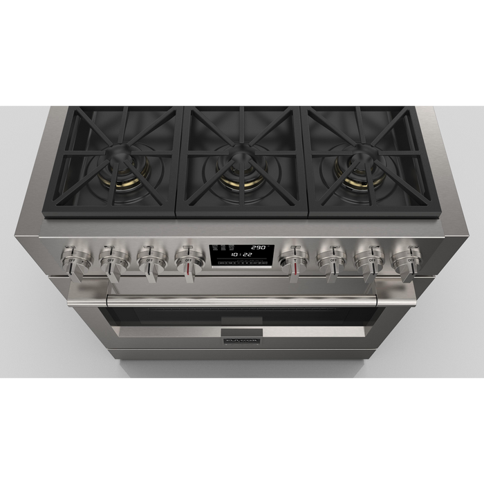 Fulgor Milano Sofia Pro 36-Inch Freestanding Dual Fuel Range, 600 Series, 6 Crescendo Dual Ring Brass Burners, Self-Clean, Soft-Close Door