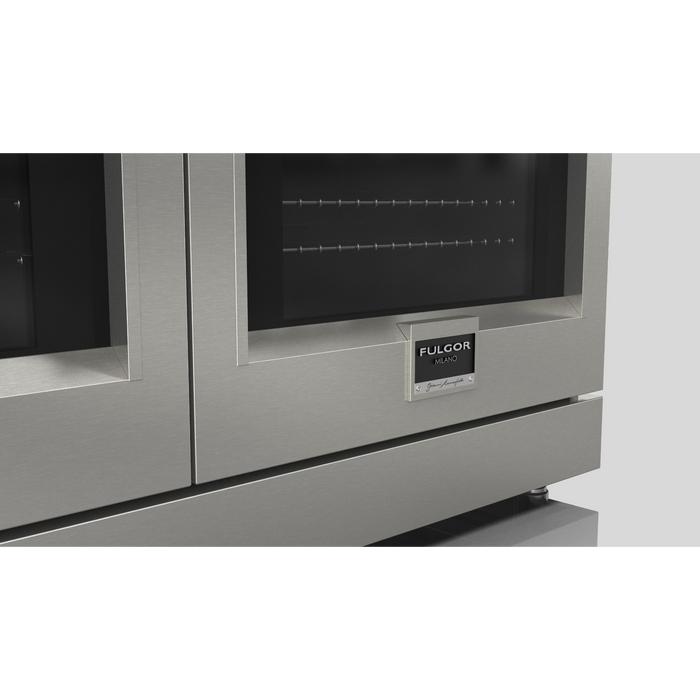 Fulgor Milano Sofia Pro 48-Inch Freestanding Dual Fuel Range, 600 Series, 6 Crescendo Dual Ring Brass Burners, Gas-Powered Trilaminate Griddle, 30-Inch Primary Oven, 18-Inch Companion Oven, Self-Clean, Soft-Close Door