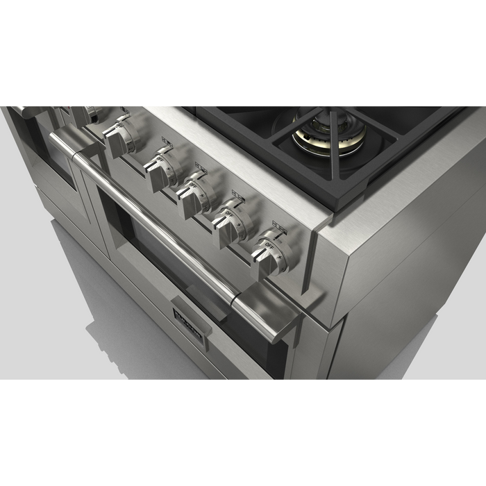 Fulgor Milano Sofia Pro 48-Inch Freestanding Dual Fuel Range, 600 Series, 6 Crescendo Dual Ring Brass Burners, Gas-Powered Trilaminate Griddle, 30-Inch Primary Oven, 18-Inch Companion Oven, Self-Clean, Soft-Close Door