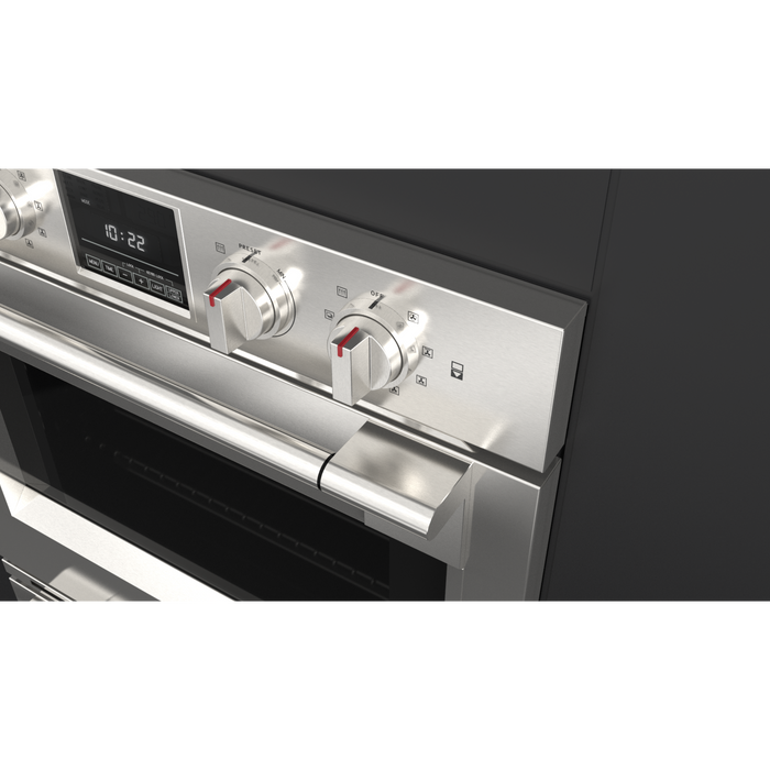 Fulgor Milano 30-Inch Pro Built-In Electric Double Oven, 600 Series, Self-Clean, Dual Convection, Multi-Pass Broiler, Soft-Close Door, 2 Standard Racks, 1 Telescopic Rack, Stainless Steel Finish