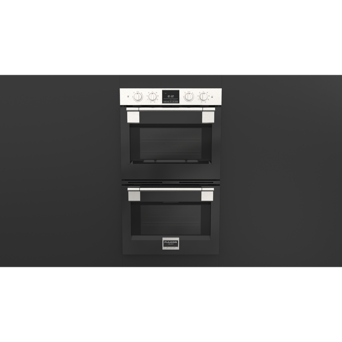 Fulgor Milano 30-Inch Pro Built-In Electric Double Oven, 600 Series, Self-Clean, Dual Convection, Multi-Pass Broiler, Soft-Close Door, 2 Standard Racks, 1 Telescopic Rack, Stainless Steel Finish
