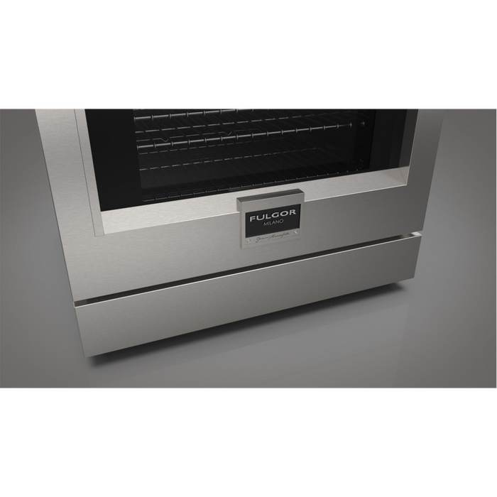 Fulgor Milano Sofia Pro 30-Inch Freestanding All-Gas Range, 600 Series, 4 Crescendo Dual Ring Brass Burners, Soft-Close Door