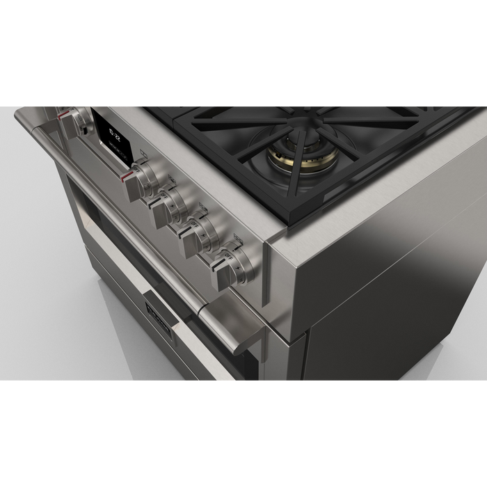Fulgor Milano Sofia Pro 36-Inch Freestanding All-Gas Range, 600 Series, 6 Crescendo Dual Ring Brass Burners, Soft-Close Door