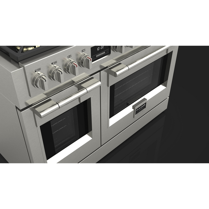 Fulgor Milano Sofia Pro 48-Inch Freestanding All-Gas Range, 600 Series, 6 Crescendo Dual Ring Brass Burners, Gas-Powered Trilaminate Griddle, 30-Inch Primary Oven, 18-Inch Companion Oven, Self-Clean, Soft-Close Door