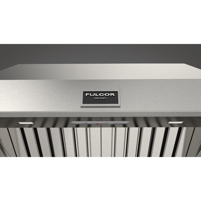 Fulgor Milano 30-Inch Pro Wall Hood, 600 Series, 600 CFM, 18-Inch Depth, Baffle Filters