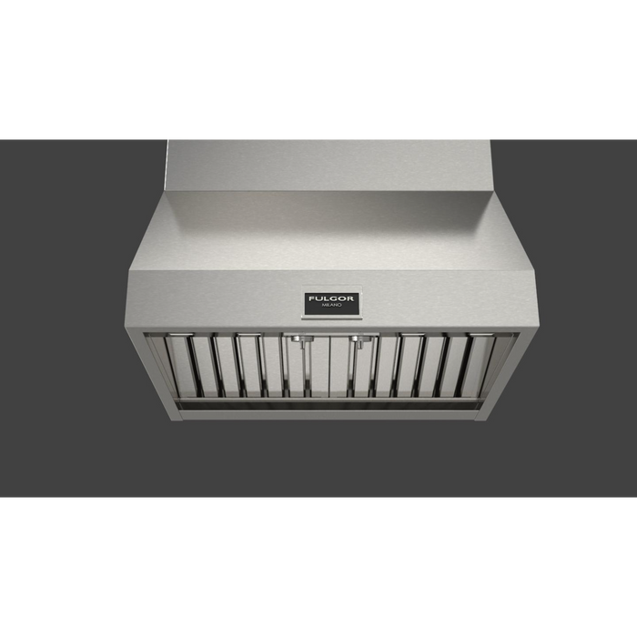 Fulgor Milano 30-Inch Pro Wall Hood, 600 Series, 600 CFM, 18-Inch Depth, Baffle Filters, Knob Control
